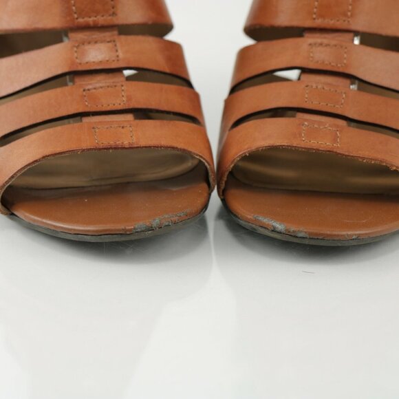 Franco Sarto Womens Faryn Sandal Size 7 Whiskey Brown Leather Wedge Gladiator - Picture 4 of 12